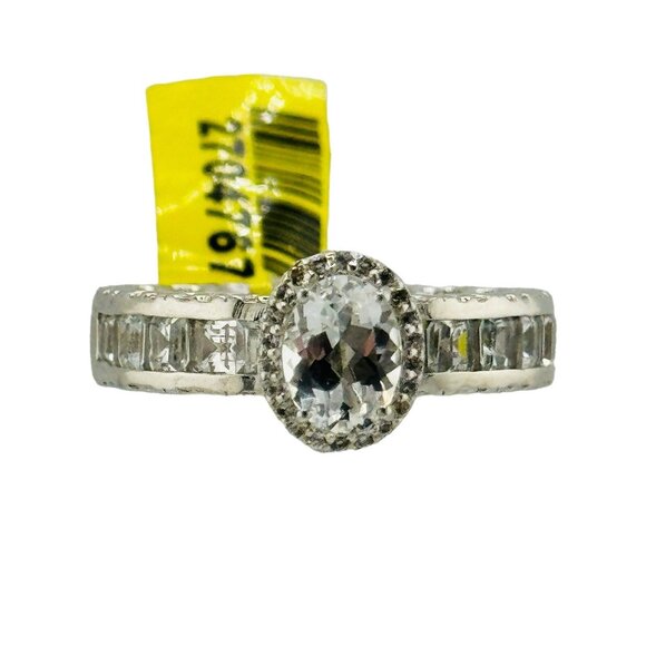 NWT Chuck Clemency Clear Topaz Sterling Silver Halo Ring Size 10 Designer Heavy - Picture 3 of 10